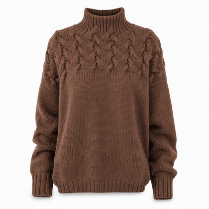 🧶 Cozy Cable-Knit Style | Turtleneck Pullover Sweater
