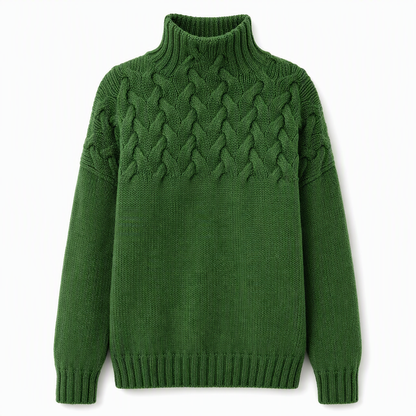 🧶 Cozy Cable-Knit Style | Turtleneck Pullover Sweater