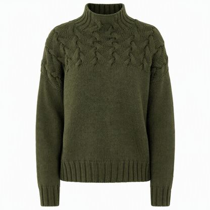 🧶 Cozy Cable-Knit Style | Turtleneck Pullover Sweater